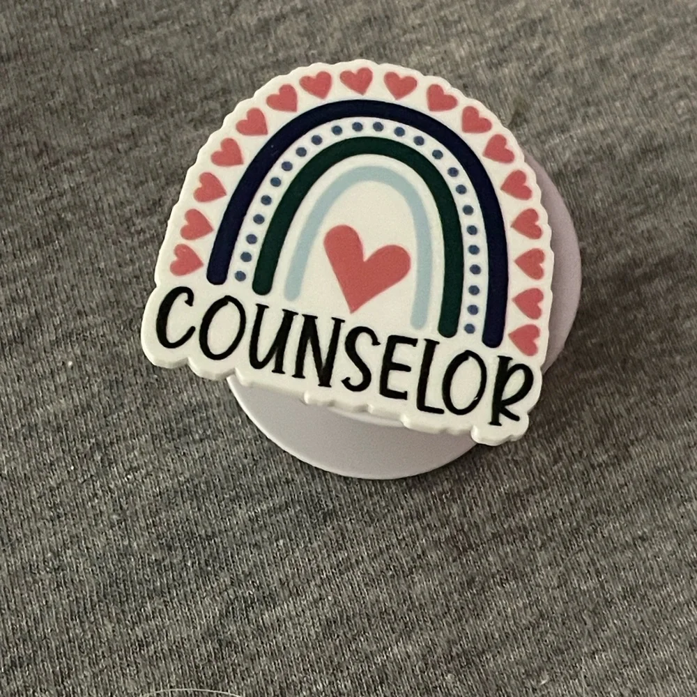 Counselor Phone Grip with Heart and Rainbow Design